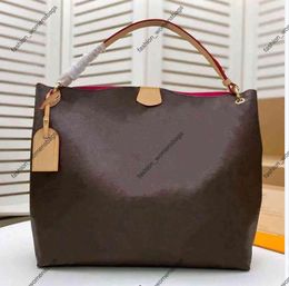 3A Bolso de hombro de diseñador para mujer Hobo Gran capacidad Suave 5 colores Hombro de cuero Bolsos grandes Bolso elegante Bolso de un solo hombro Totes para mujer 43704 GRACEFUL MM Flor marrón