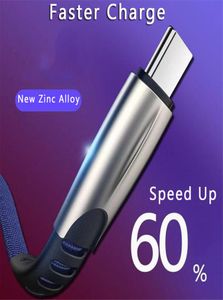 3A zinklegering Type C USB -gegevenskabelsnoer snellaadkabel voor S10 MicorUSB Micro USB -kabel voor Android -telefoons USB Charger Cord8814962