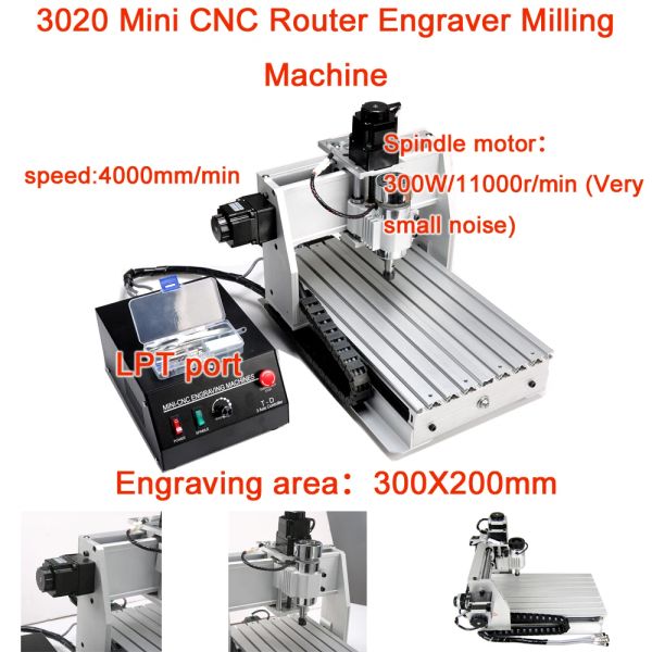 Routeur CNC 3 axes 3020 300W ER11, Machine à graver, fraiseuse pour le travail du bois, graveur CNC, Port LPT de haute qualité