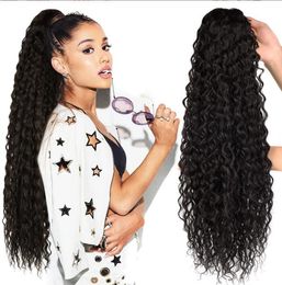 3CColor Long DString Ponytail Wig Puff Afro Kinky Kinky krullend haarstuk Clip in Pony Tail African American Hair Extension