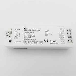 3CH * 4A 12-24VDC CV Contrôleur V3 MINI Contrôleur Gradation/température de couleur/RVB 3 en 1 LED Contrôleur 2.4G RF Récepteur Sans Fil