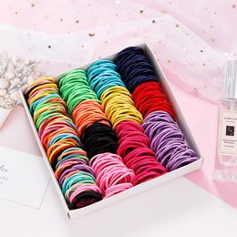 3 cm 100 pièces/ensemble filles bonbons couleurs Nylon élastique bandes de cheveux accessoires enfants élastique bandeau chouchou mode