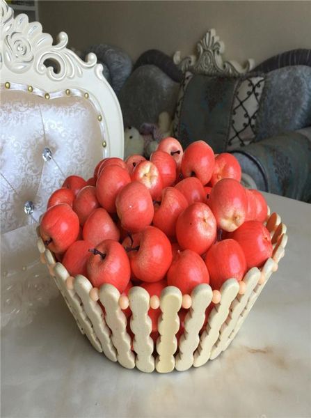 3 cm Green rouge faux mini pomme fruits artificiels Vegetable salon échantillon de décoration de maison 100pcslot déc.