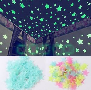 3CM Luminous Stars Wall Stickers 100pcs Bedroom Sofa Fluorescent Plastic Decorative Painting Lasting Shining PVC Sticker