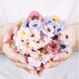 3 cm multicolor madeliefje bloemkoppen mini zijden kunstmatige bloemen voor trouwhuisdecoratie kerstkrans plakboeking gc1461
