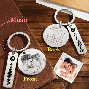 3cm ronde kalender aangepaste Po sleutelhanger Spotify Code Stainnless gepersonaliseerde datum gegraveerd aangepaste muzikale Memorial Gift 240309