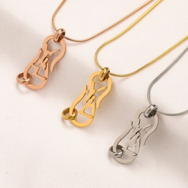 3color Never Fading Luxury Brand Designer Lettre Colliers 18K Plaqué Or En Acier Inoxydable Choker Pendentif Collier Perles Chaîne Bijoux Accessoires