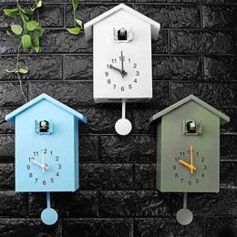 3 couleurs moderne en plastique oiseau coucou conception Quartz tenture murale horloge minuterie Quartz horloge murale pour la décoration de bureau à domicile H1230307B