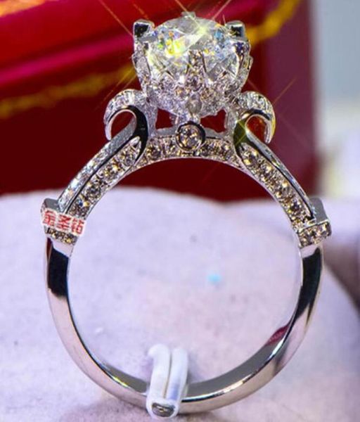 3CT Annuaire de mariage en argent sterling Moisanite Diamond Ring Engagement Party Body Body Pt950 Femmes Gift Pass Diamond Pen TE2560556