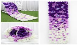3d 2m Silk Rose Peony Roll Up Artificial Flower Wall Panel de mariage Décor de décoration de décor de fête de baby shower fleur coureur 8574772