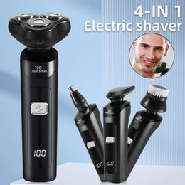 3d 4 en 1 rasoir électrique pour hommes Razor multifonction Razor USB CORPS RECHARGAGE CORPS WAVABLE LAVABLE 240420