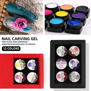 3D 4D Carving Gel voor Nail Art 12 Stuks Schilderen Gel Nagels Accessoires Benodigdheden Voor Professionals Gesneden Klei Lijm voor manicure 231227