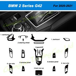 3D/5D Koolstofvezel Auto-interieur Center Console Cover Kleurverandering Moulding Sticker Decals Voor Bmw 2 Serie g42 2020-2021