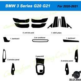 3D/5D fibre de carbone voiture intérieur Console centrale couverture changement de couleur moulage autocollant décalcomanies pour BMW série 3 G20 G21 2020-2021