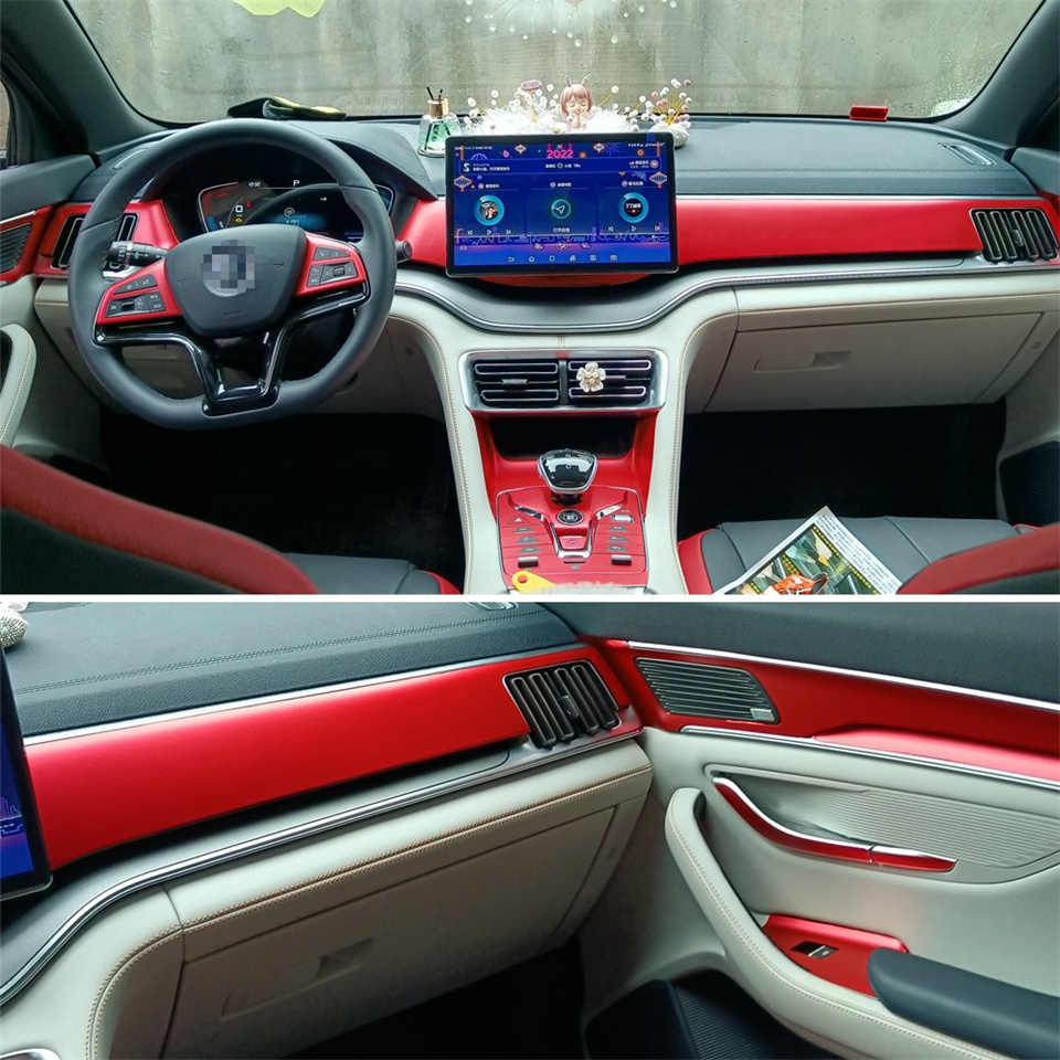 3D/5D Carbon Fiber Car Interior Center Console Cover Color Change Molding Sticker Decals For BYD SONG PLUS DMi 2020-2022