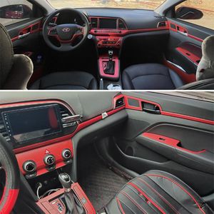 Couverture de Console centrale intérieure de voiture en Fiber de carbone 3D/5D, autocollant de moulage à couleur changeante pour Hyundai Elantra AD 2016 – 2020