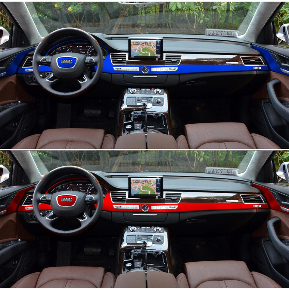 3D/5D Fibra de carbono Centro de interiores de fibra de carbono Centro de colora￧￣o Decalques de adesivos para Audi A8 D4 2011-2017