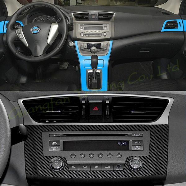 Cubierta Interior de estilo de coche de fibra de carbono 3D/5D, pegatinas de colores para consola, piezas, accesorios para Nissan Sentra Sylphy 2012-2015