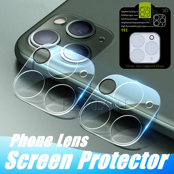 Film de protection d'écran arrière de caméra à couverture complète 3D pour iPhone 15 14 13 13Pro Max 12 Mini 12pro 11 Pro 11Pro 9H lentille de téléphone transparente en verre trempé avec emballage en papier