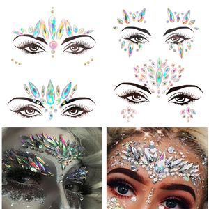 3D Acryl Glitter Strass Tijdelijke Sexy Gezicht Tattoo Sticker DIY Kids Holiday Party Maskerade Body Facial Sieraden Tattoo