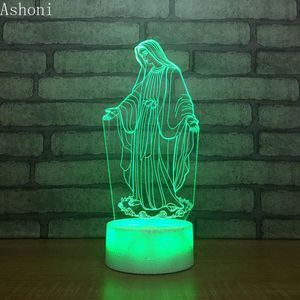 3d acrylique LED Light Blessed Vierge Marie Touche 7 Couleurs Table de bureau Party Party Decorative Light Christmas Gift2572