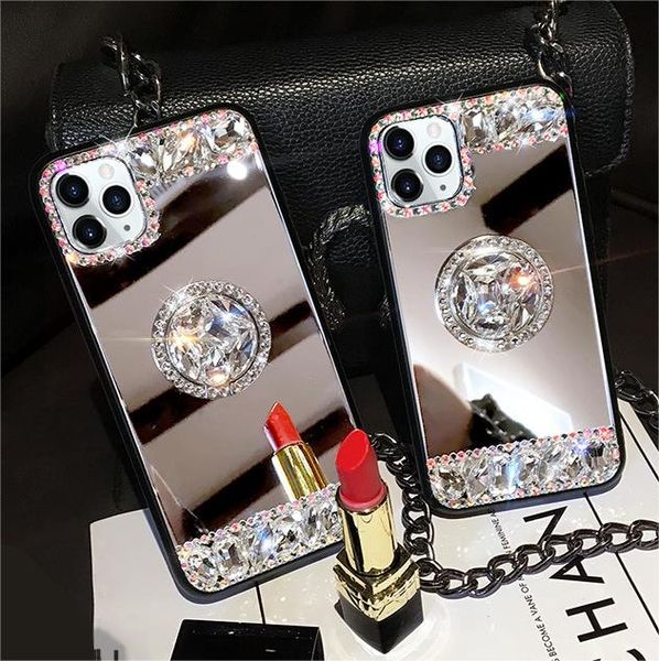 Estuches con diamantes de belleza y espejo de maquillaje para iPhone 14promax 14pro 14plus 14 13promax 13pro 13 12 11 Pro Max Xs Max XR 8/7Plus estuches para iphone12promax Cubierta con diamantes de imitación