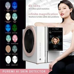 3d AI 12 soorten rapporten 14 talen spiegel gezicht huidanalysator machine gezichtstester scanner slimme schoonheid magie
