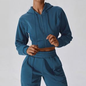 3D Al Micro Jacket Yoga Sweatshirts Cramed Sweats Full Zip Sweat à sweats en peluche Break Line Jongging Sportswear High Waited Sweet 730