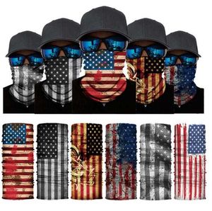 3D Amerikaanse Vlag Naadloze Magische Sjaals Outdoor Nek Gezichtsmasker Sport Vissen Fietsen Jagen Wandelen Bandana Tube Sjaal Party Maskers