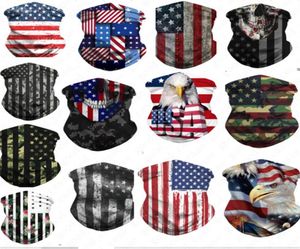 3D Amerikaanse Nationale Vlag Afdrukken Gezichtsmasker Bandana Ademend Halfgelaatsmaskers Sjaal Hoofdband Fietsen UV Stof Windbescherming Mas8047221