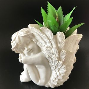 3D ange silicone Vase moule béton ciment planteur maison bureau décoration résine artisanat Silicone fleur Pot moules 220601