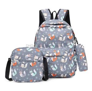 3D dier Cartoon kids leuke schooltas 3 stuk/set meisjes jongens waterdichte student kinderen rugzak collega Grote Capaciteit boek tassen draagtas etui sets