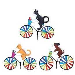 Animal de animales 3d en bicicleta Diy Diy Molillero Adornos de césped Bicicletas Viento giratoria Whirligig Garden Decoración Niños Outdoor Toys 220721