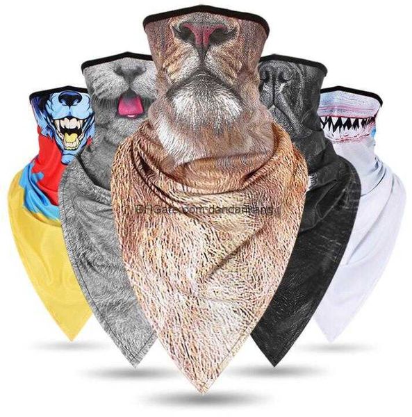 3D Animal head print foulards Sports de plein air Vélo Cyclisme Moto Masques Ski Capuche Chapeau Voile Balaclava cap Protection UV Masque Complet