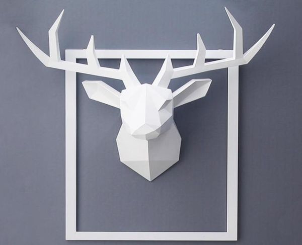 Cabeza de animal 3D Decoración para colgar en la pared Estatuilla de animal Decoración de la pared de la sala de estar Escultura decorativa de ciervo Decoración interior del hogar 27171282
