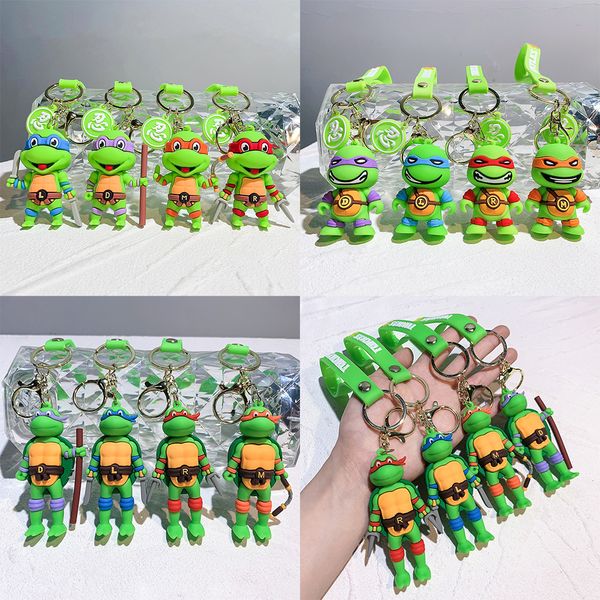 Porte-clés tortue en 3D, dessin animé en caoutchouc souple PVC, pendentif de voiture, sac d'école en Silicone, cadeau d'anniversaire