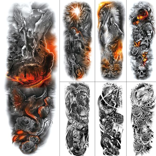 3d Ares Warrior Big Brazo Tatuaje temporal para mujeres Giras Men Piernas grandes Implodas impermeables Marte Marte God Papel de tatuaje Papel