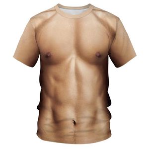 3D Art imprimé manches courtes Muscle T-Shirt décontracté été hommes femmes nouvelle impression peau abdominale t-shirts 5 tailles au choix