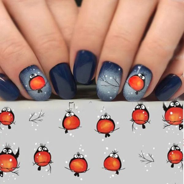 3D Art Sticker Cartoon Match Fly Bird Adhesive Nail Stickers Manucure Pochic Tips Polon