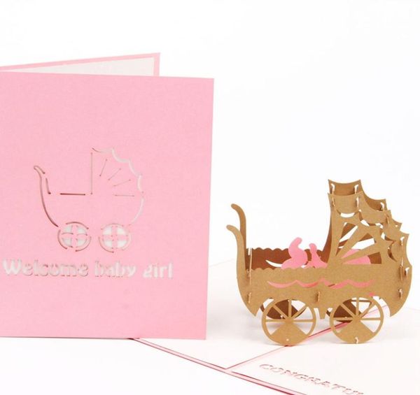 Carriages de bébé 3d Carte de voeux pop up up up usine papier d'origami laser coupé la fête d'anniversaire de la carte postale kirigami carte d'invitation Gift4851469