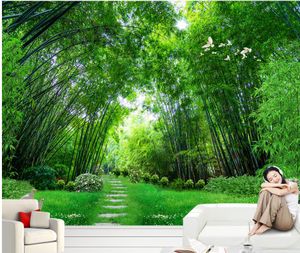 3D Bamboo Sea Forest Achtergrond Wall Murals Mural 3D Wallpaper 3D Wall Papers voor tv -achtergrond