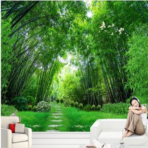 3D bambou mer forêt fond peintures murales murale 3d papier peint 3d papiers peints pour tv toile de fond 233W
