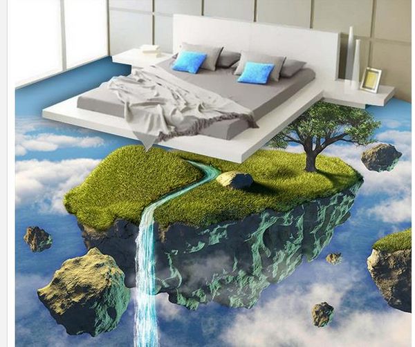 Fond d'écran 3D de salle de bain étanche 3D paradis paradis au paradis et au sol de la terre