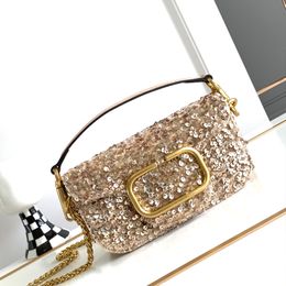 3d grânulo bolsa designer bolsa de ombro corrente mensageiro bolsa bolsas de luxo moda brilhante grânulo decoração moda ouro ferragem carta mulheres sacos