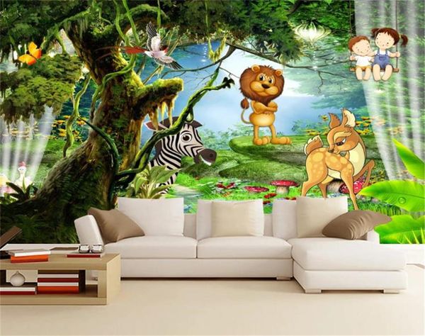 Fond d'écran de chambre à coucher 3D Forest Forest esthétique dessin animé Animal Enfants 039 Salle fond de chambre Fonds d'écran MONDE PEINTURE M5380610