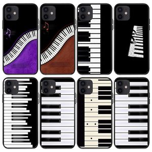 mode piano zachte tpu hoesjes voor iphone 15 14 plus 13 pro max 12 mini 11 xr xs x 8 7 6 6s wit zwart print mode zwarte kleur mobiele telefoon achterkant