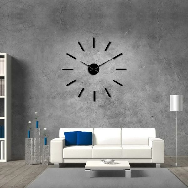 Big Big Acrylique Miroir Effet mural Muron Simple Design Wall Art Decorative Quartz Sweep Sweet Modern Big Clock Hands Wall Watch