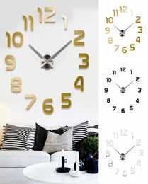 3D grand nombre miroir horloge murale grand Design moderne 3D fond horloge murale bricolage maison salon bureau décor Art4062712