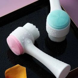 3D Bilatéral Silicone nettoyant pour le visage manuel Massage Brosse faciale Bristles Silicones Brosse pour visage double face