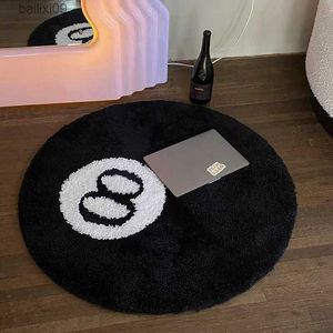 Billard 3D 8 Ball Tapis Rond Tufting Doux Coussin De Chaise Anti-dérapant Salle De Bains Tapis De Sol Enfants Chambre Décor Rétro Noir No. 8 Tapis T230519